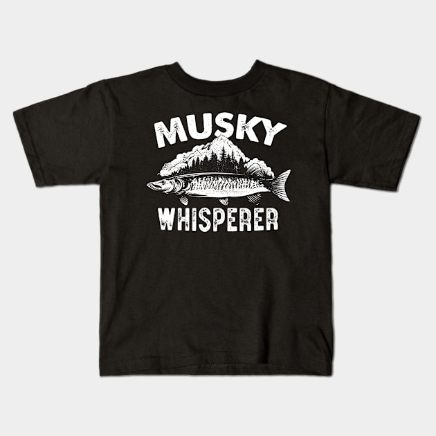 Musky Whisperer Funny Muskie Fishing, Muskellunge Kids T-Shirt by MarkusShirts